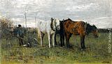 Anton Mauve Canvas Paintings - A Ploughing Farmer